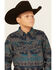 Image #2 - Cody James Boys' Julian Southwestern Print Long Sleeve Snap Western Shirt, Grey, hi-res