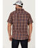 Image #4 - Brothers and Sons Men's Plaid Casual Woven Short Sleeve Button-Down Western Shirt , Red, hi-res