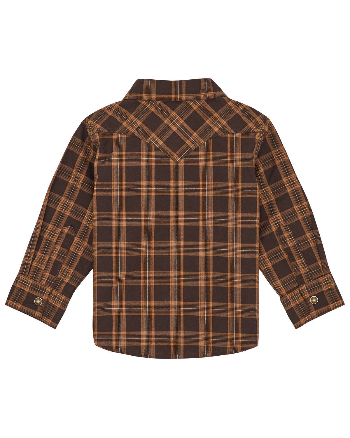 Image #2 - Wrangler Infant Boys' Plaid Print Long Sleeve Snap Western Shirt, Brown, hi-res
