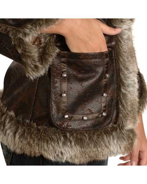 Image #4 - Scully Women's Faux Leather & Fur Jacket, Dark Brown, hi-res