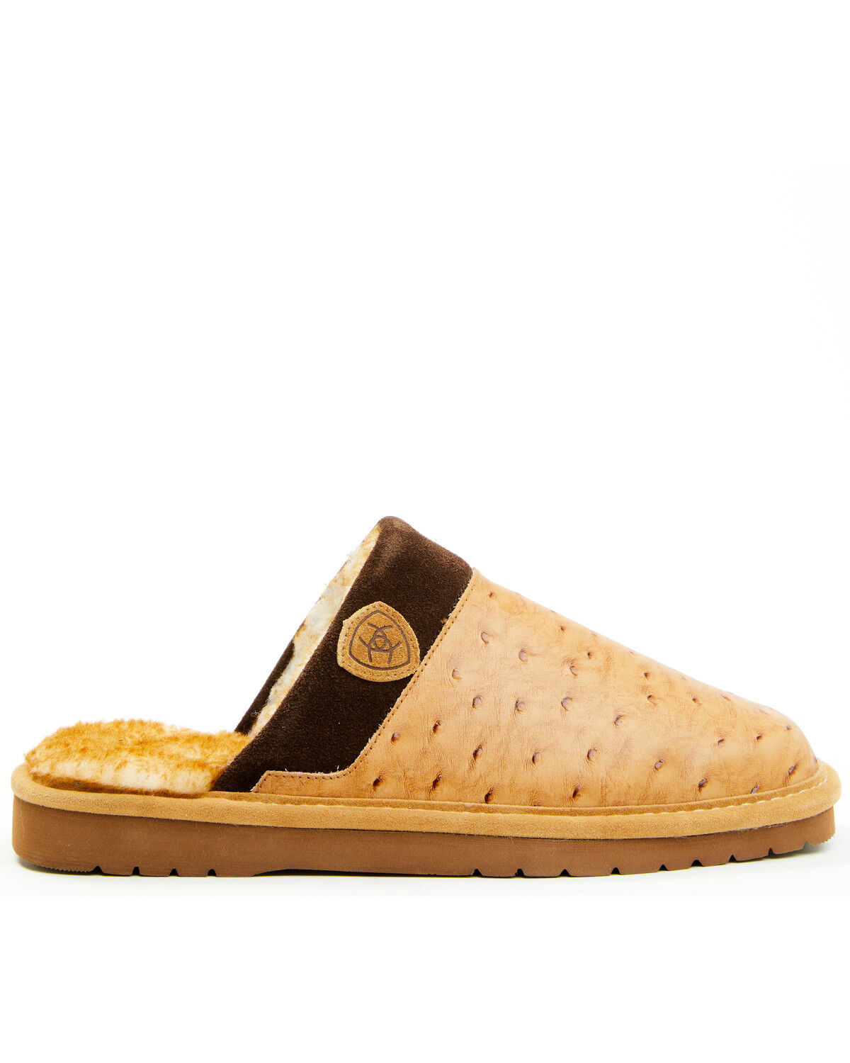Image #2 - Ariat Men's Silversmith Full Quill Ostrich Print Slippers, Tan, hi-res