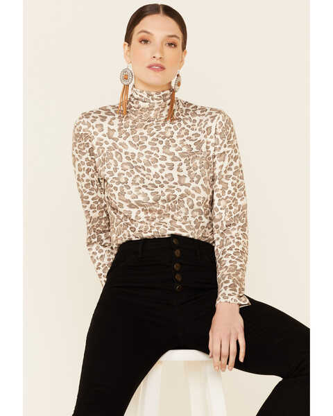 Tasha Polizzi Women's Kylie Multi Leopard Long Sleeve Turtleneck Top , Multi, hi-res