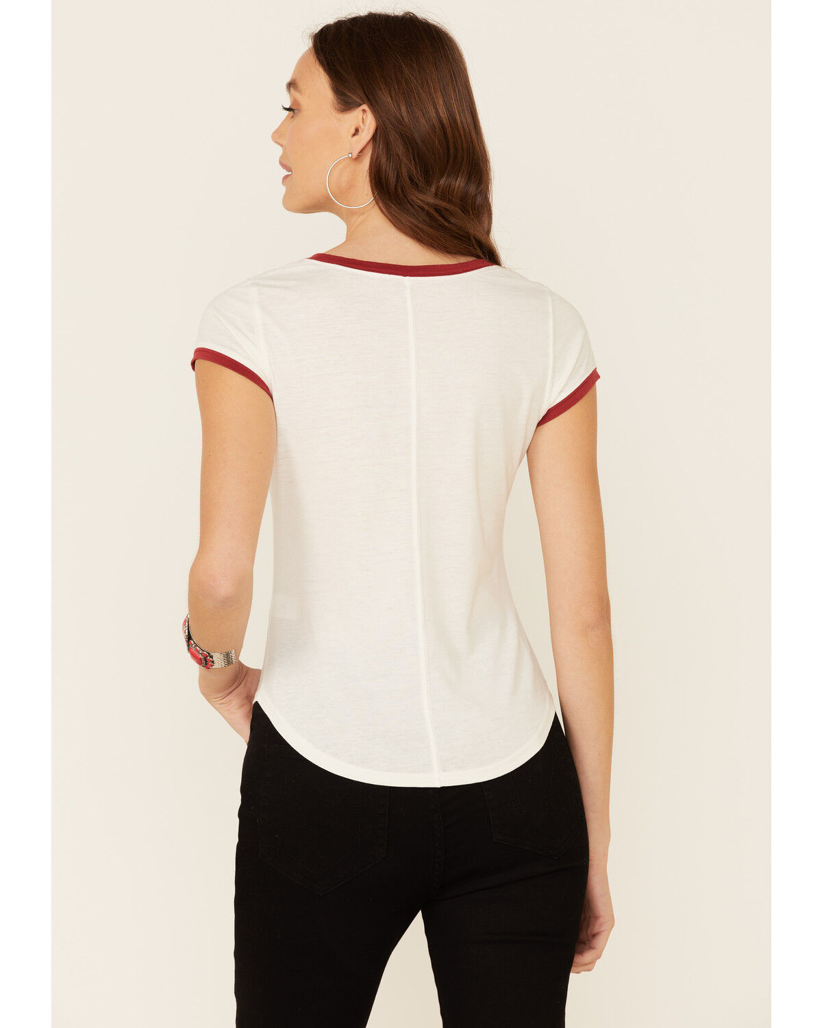 Image #4 - Shyanne Women's All-American Cowgirl Graphic Short Sleeve Ringer Tee, White, hi-res