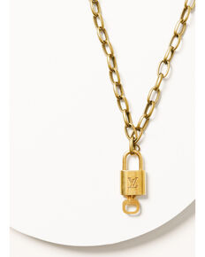 Keep it Gypsy Women's Gold Louis Vuitton Lock & Key Necklace, Bronze, hi-res