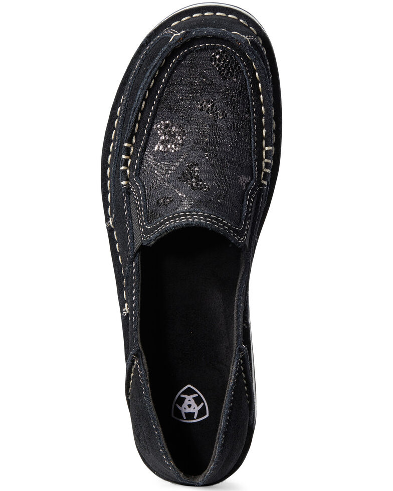 Ariat Women's Sequin Suede Cruiser Shoes - Moc Toe, Black, hi-res