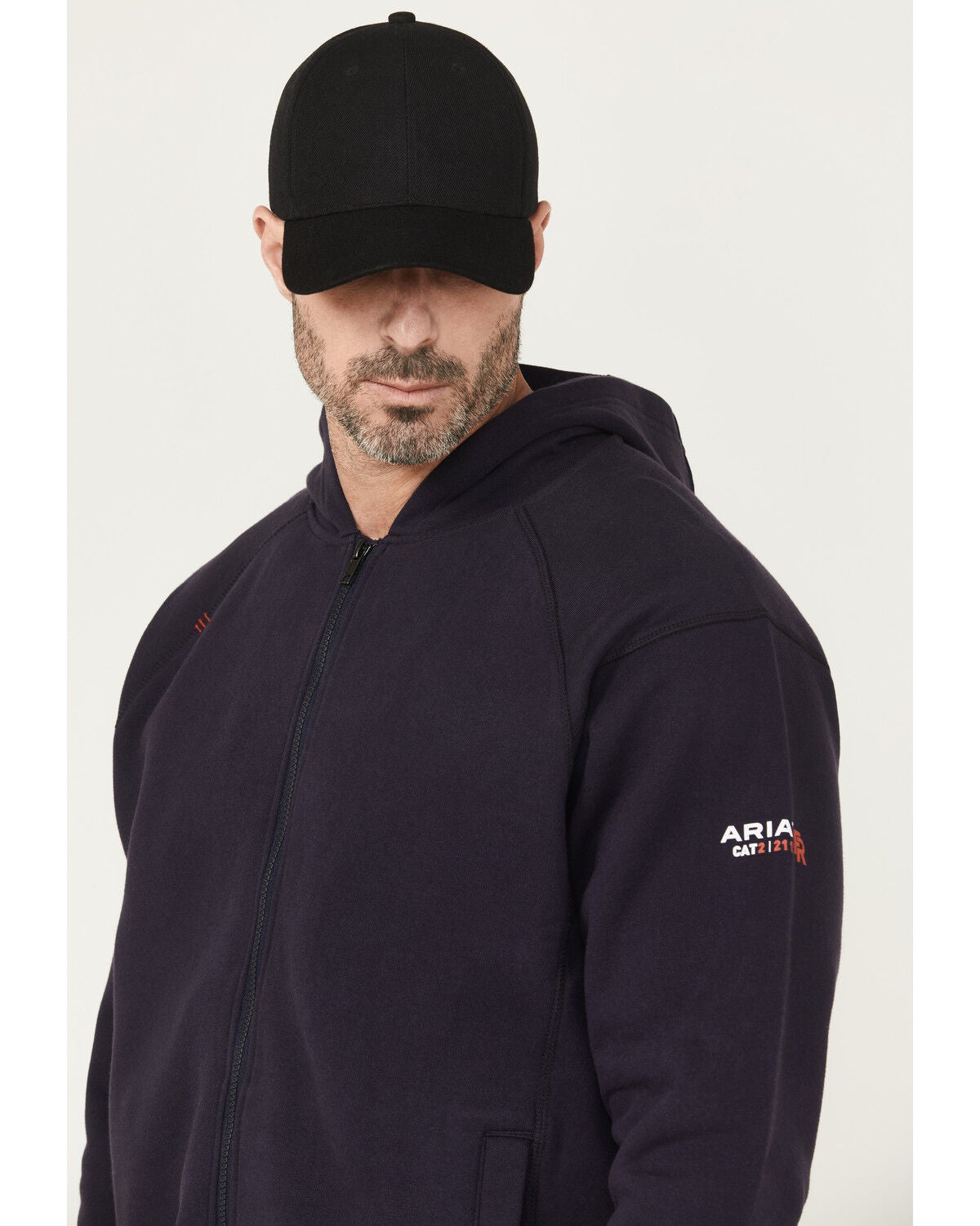 Image #2 - Ariat Men's FR Rev Full Zip Work Hooded Jacket - Tall, Navy, hi-res