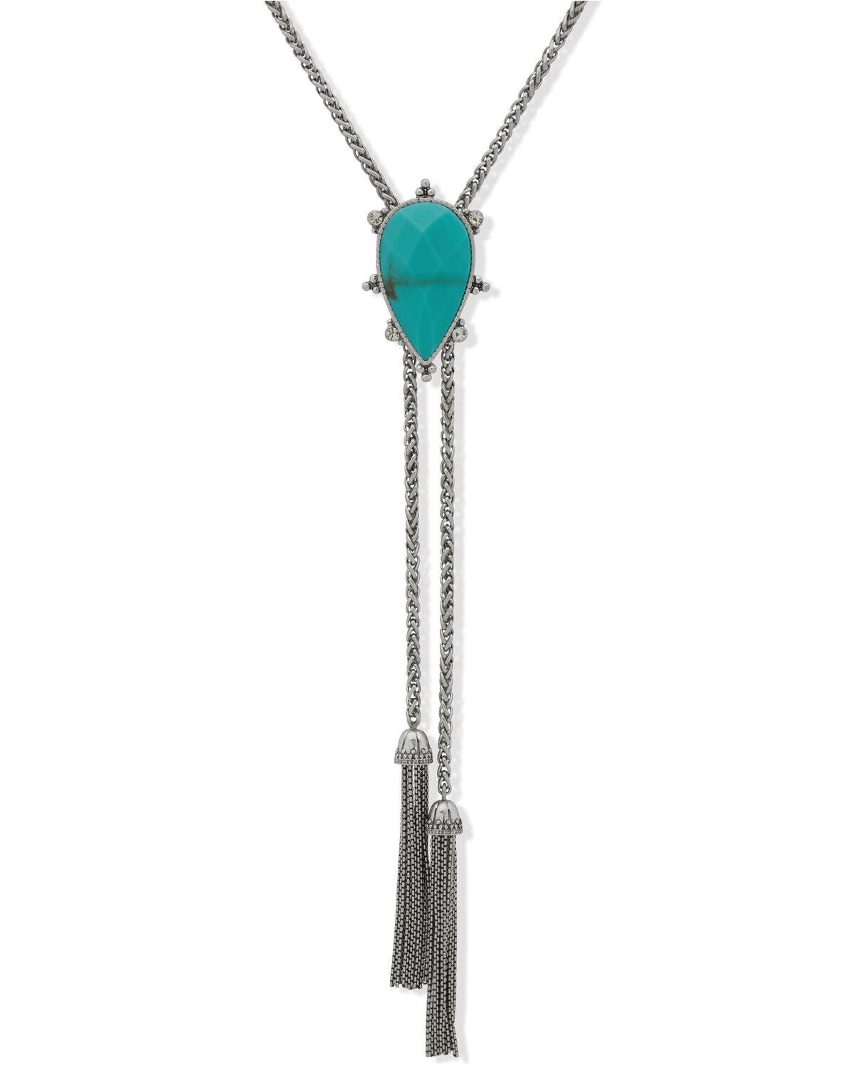 Lainey Wilson Women's Long Pear Stone Bolo, Silver, hi-res