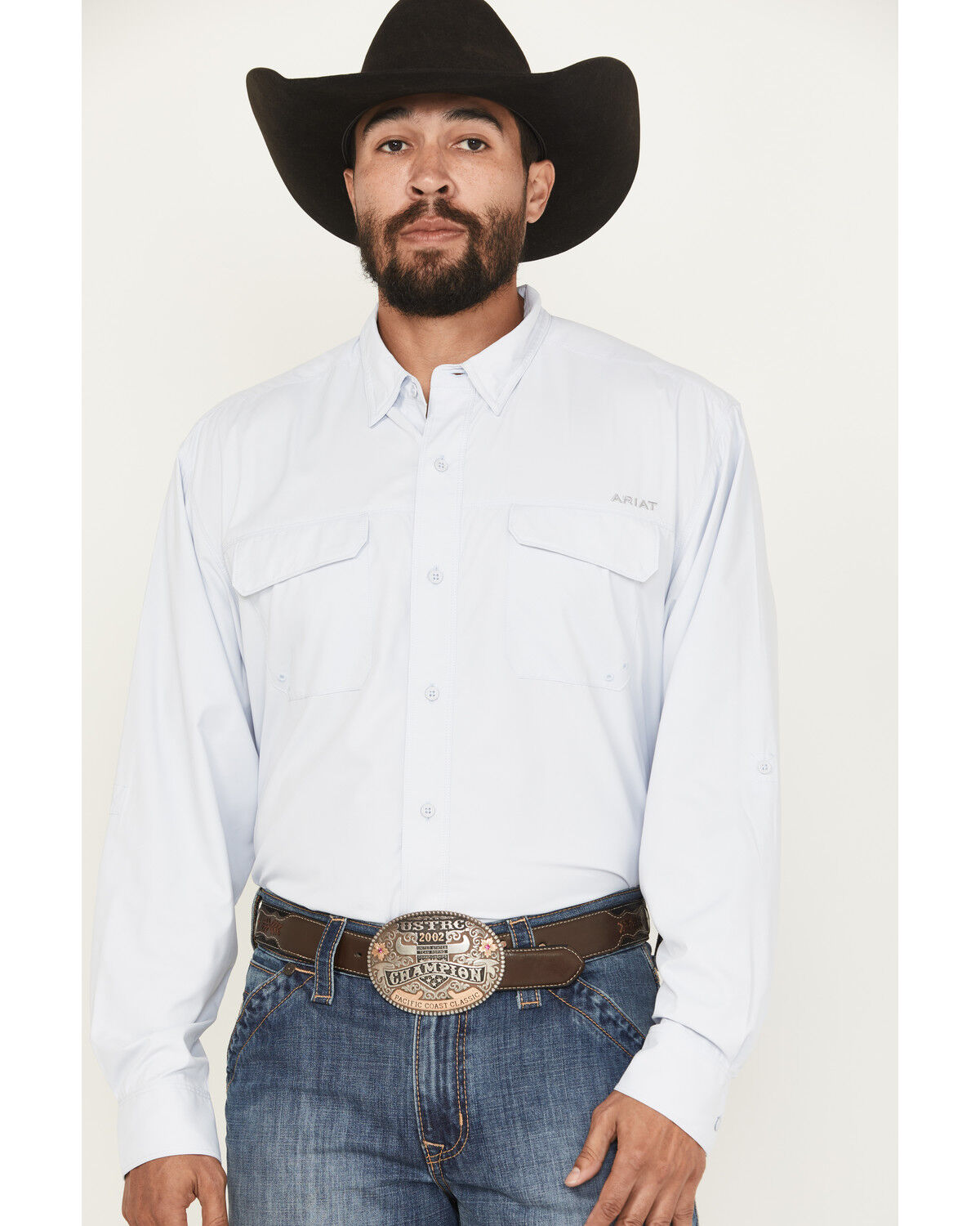 Image #1 - Ariat Men's VenTek Outbound Solid Long Sleeve Button-Down Western Shirt - Big, Light Blue, hi-res