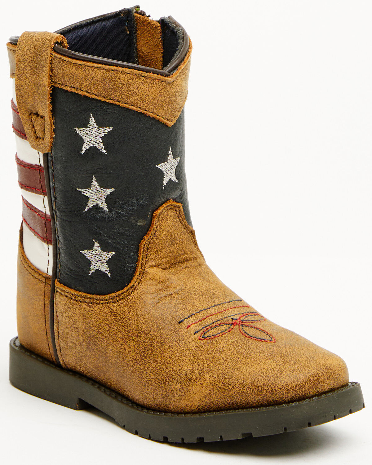 Image #1 - Smoky Mountain Toddler Stars and Stripes Western Boots - Square Toe, Distressed Brown, hi-res