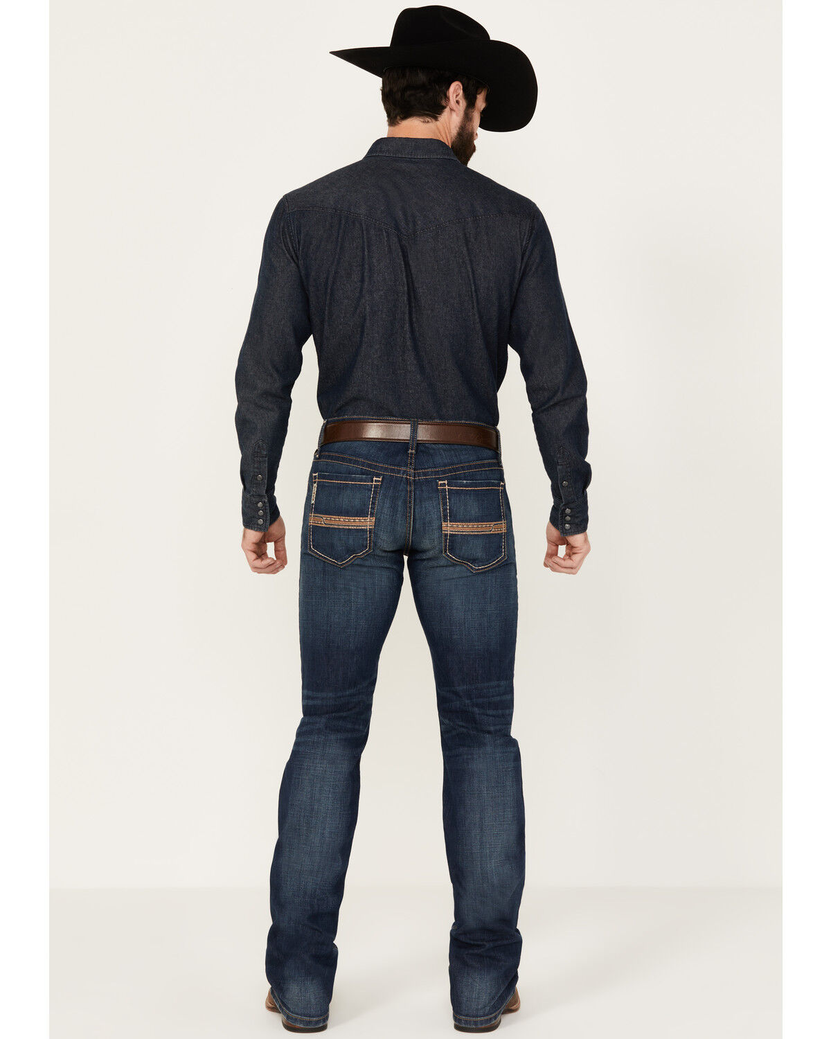 Image #3 - Cinch Men's Ian Medium Wash Stonewash Slim Bootcut Stretch Performance Jeans, Medium Wash, hi-res