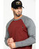 Hawx Men's Red Baseball Raglan Crew Long Sleeve Work Shirt - Tall , Charcoal, hi-res