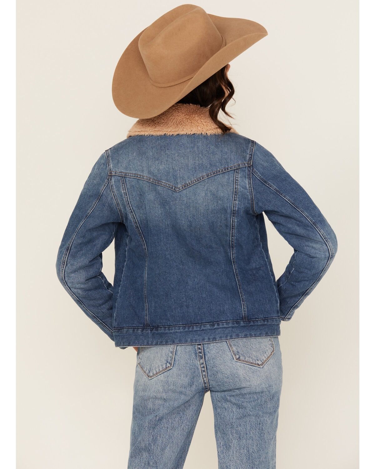 Image #4 - Shyanne Women's Saranac Dark Wash Sherpa Lined Denim Jacket, Dark Wash, hi-res