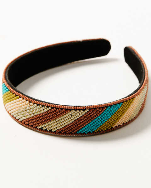 Ink + Alloy Women's Rust & Turquoise Diagonal Stripe Headband, Multi, hi-res