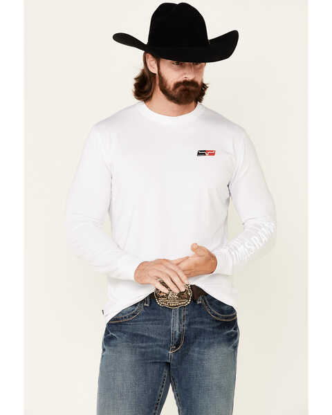 Image #1 - Kimes Ranch Men's White KR2 Performance Logo Long Sleeve T-Shirt , White, hi-res