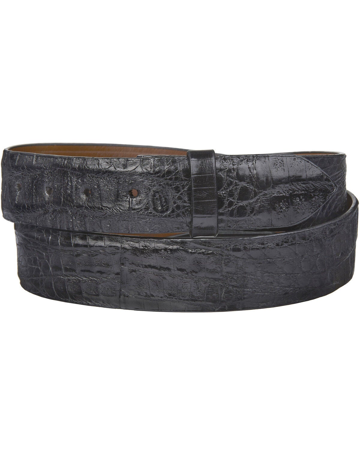 Black Hornback Caiman Leather Belt 