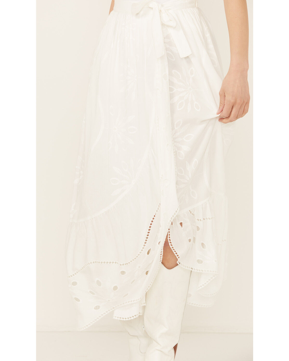 Image #2 - Beyond The Radar Women's Eyelet Midi Skirt, White, hi-res