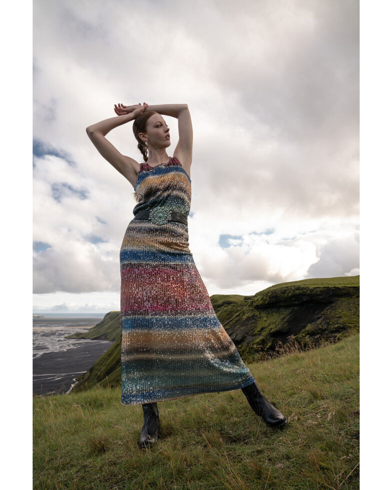 Tasha Polizzi Women's Lydia Serape Sequin A-Line Skirt, Multi, hi-res