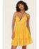 Image #1 - Shyanne Women's Bustier Tie Back Lace Mini Dress, Gold, hi-res