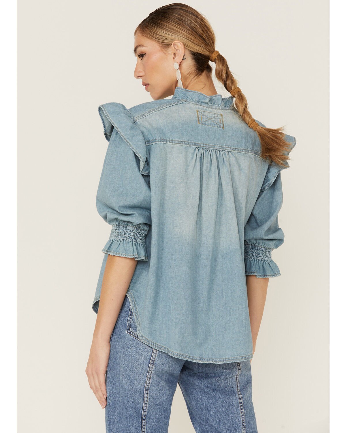 Image #3 - Free People Women's Louise Denim Top, Blue, hi-res