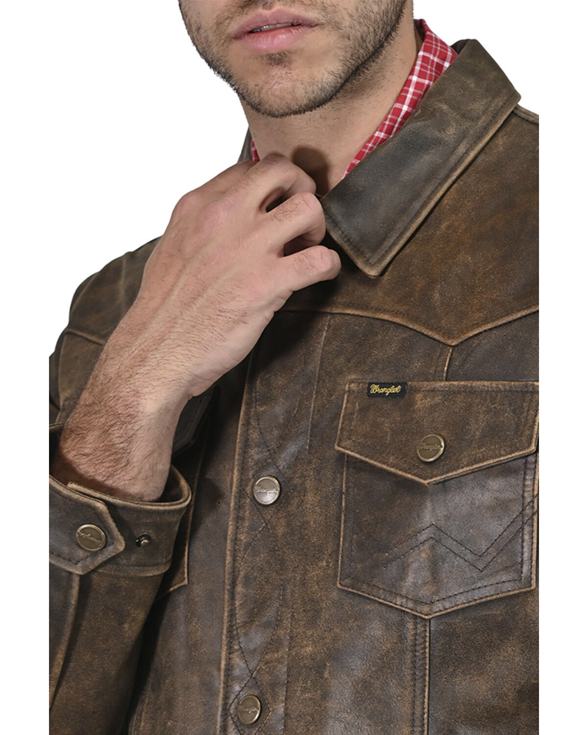 Image #2 - Wrangler Men's Vintage Trucker Jacket, Dark Brown, hi-res