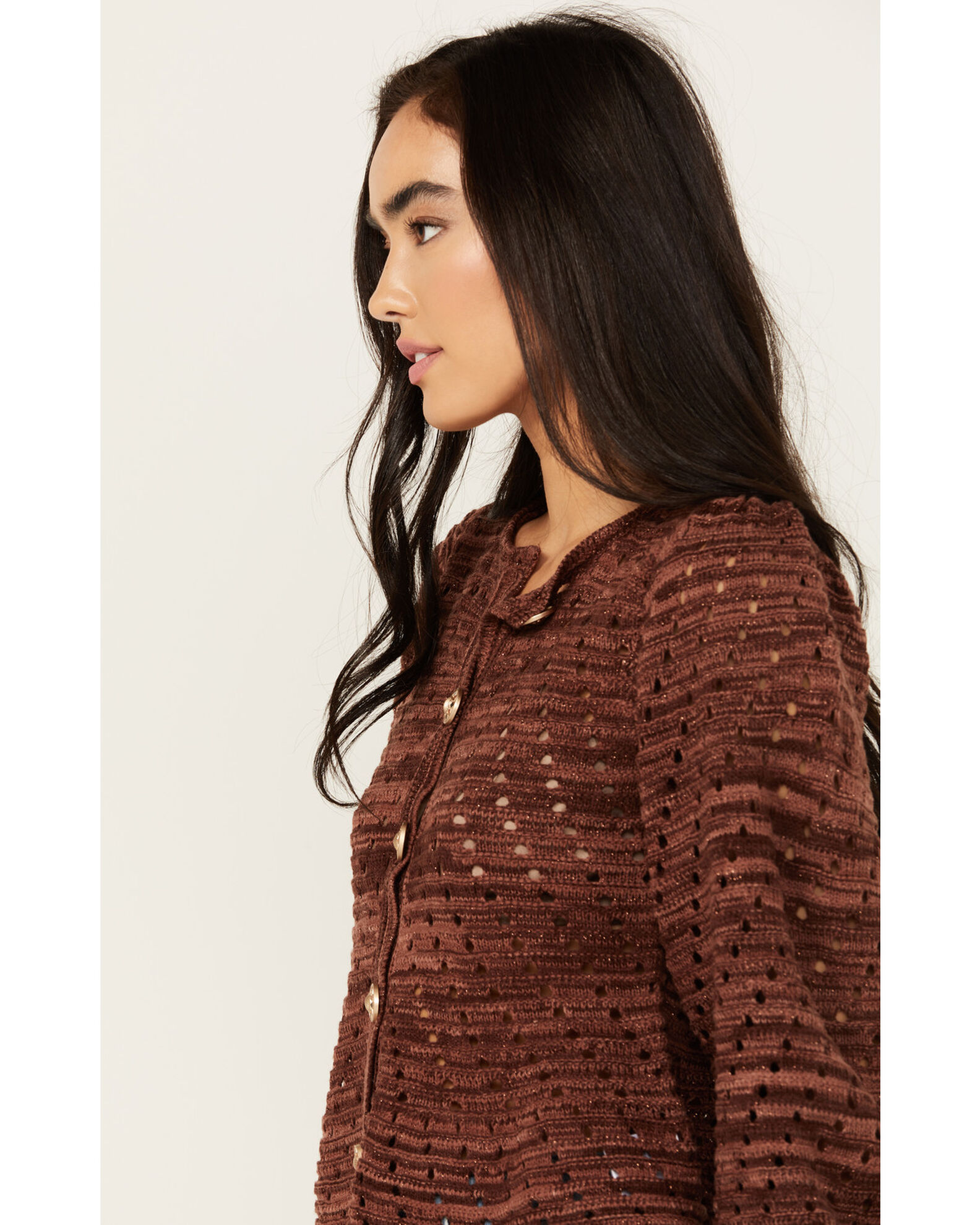 Product Name Miss Me Women's Open Weave Cardigan