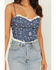 Image #3 - Shyanne Women's Embroidered Denim Corset, Blue, hi-res