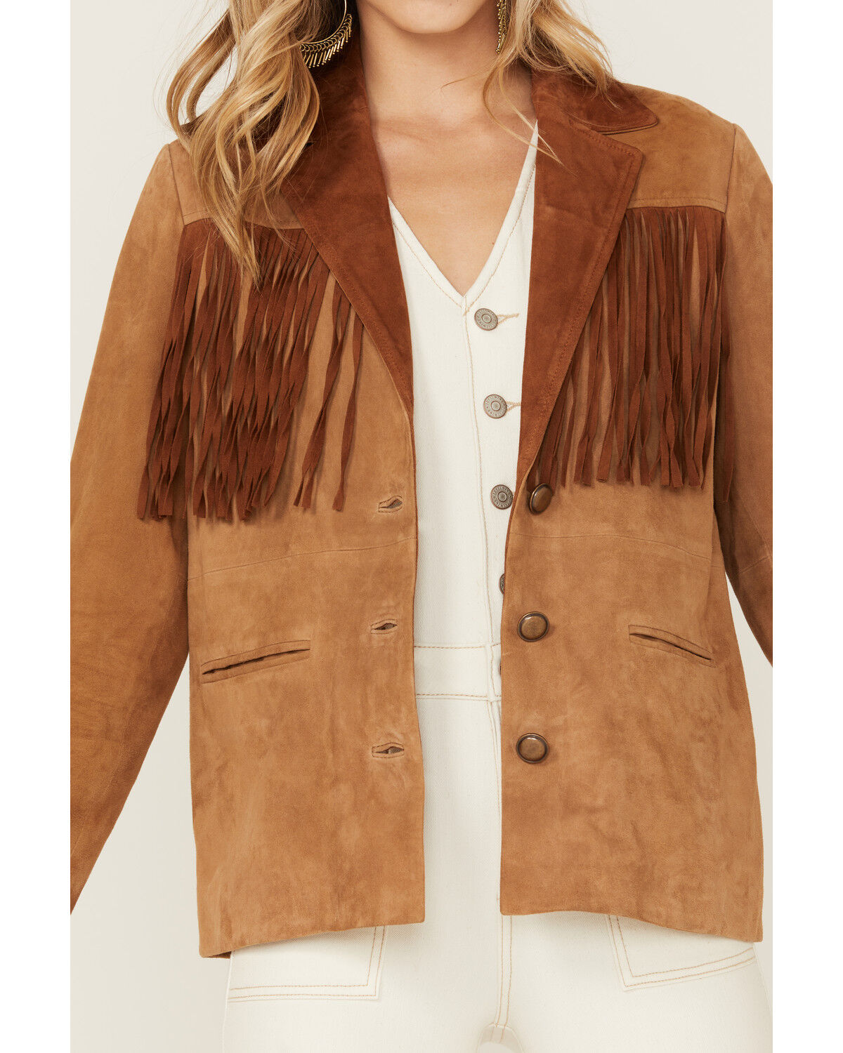 Image #3 - Idyllwind Women's Lena Belle Suede Fringe Blazer, Beige/khaki, hi-res
