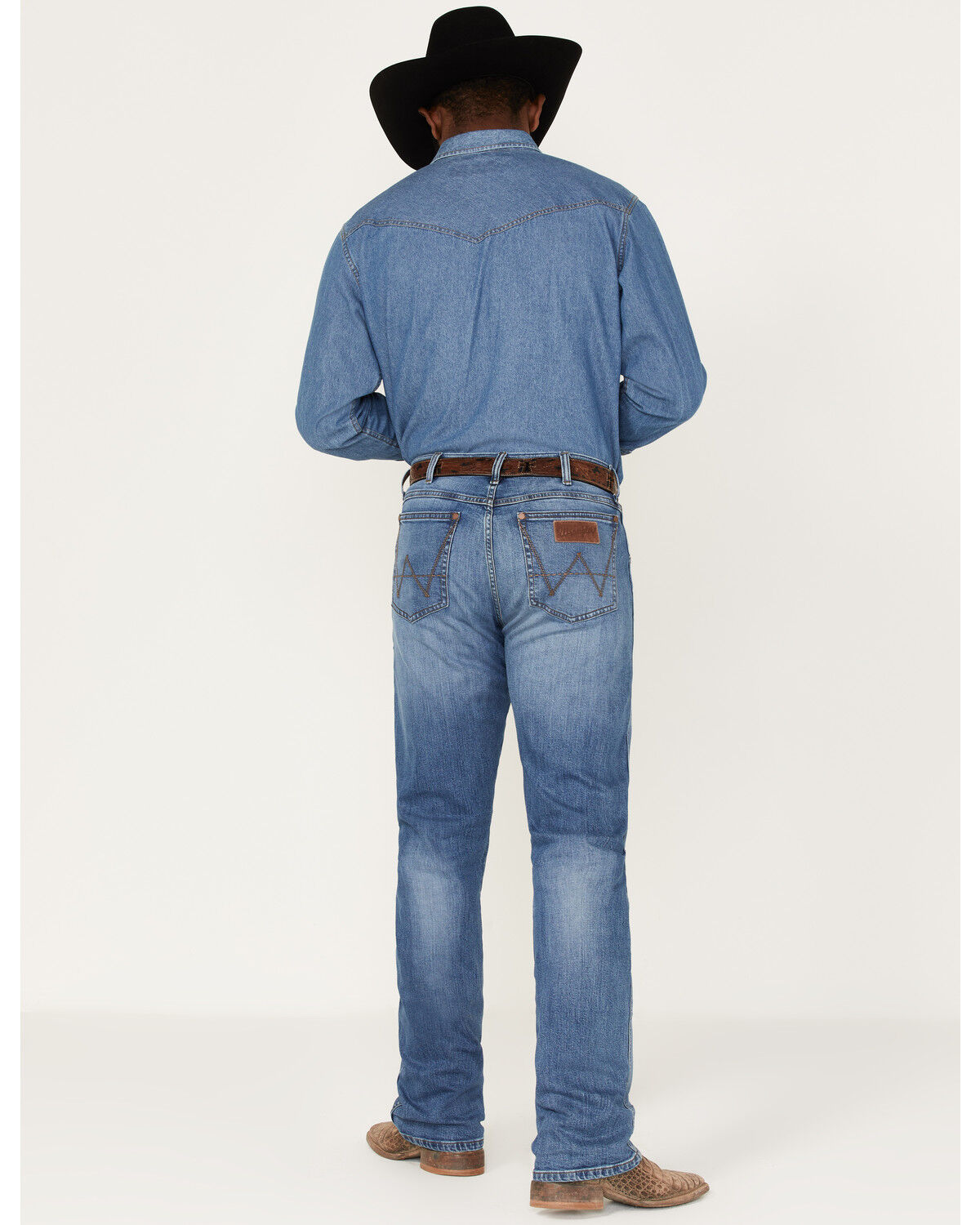 Image #3 - Wrangler Retro Men's Llano Light Medium Wash Stretch Slim Bootcut Jeans, Light Medium Wash, hi-res