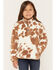Image #1 - Shyanne Girls' Jackson Cow Print Polar Fleece Jacket, Bark, hi-res