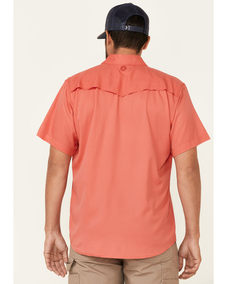 HOOey Men's Solid Watermelon Habitat Sol Short Sleeve Snap Western Shirt , Pink, hi-res