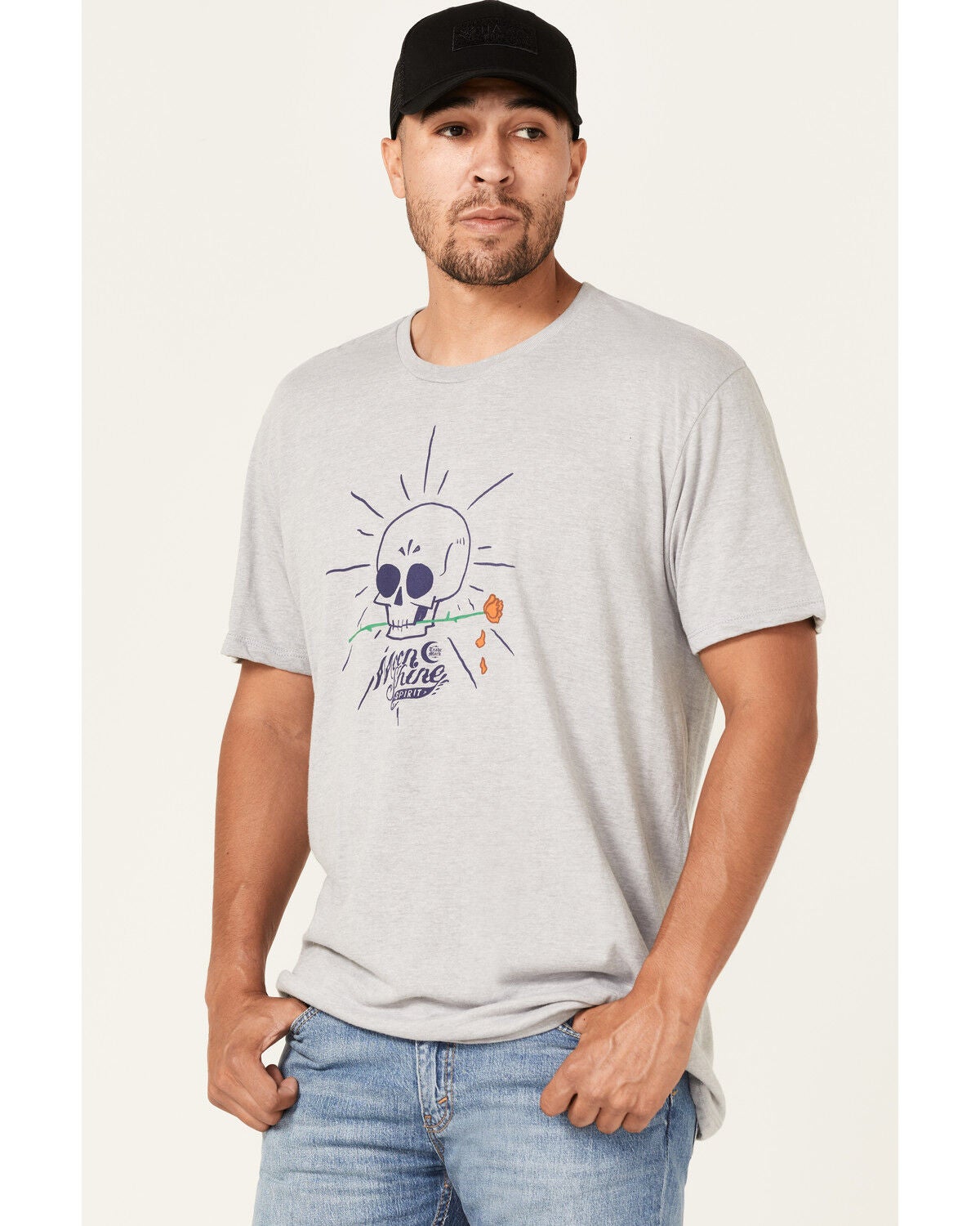 Image #2 - Moonshine Spirit&reg; Men's Simple Skully Graphic T-Shirt, Light Grey, hi-res