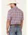 Rough Stock By Panhandle Men's Red Ombre Plaid Short Sleeve Snap Western Shirt , Red, hi-res