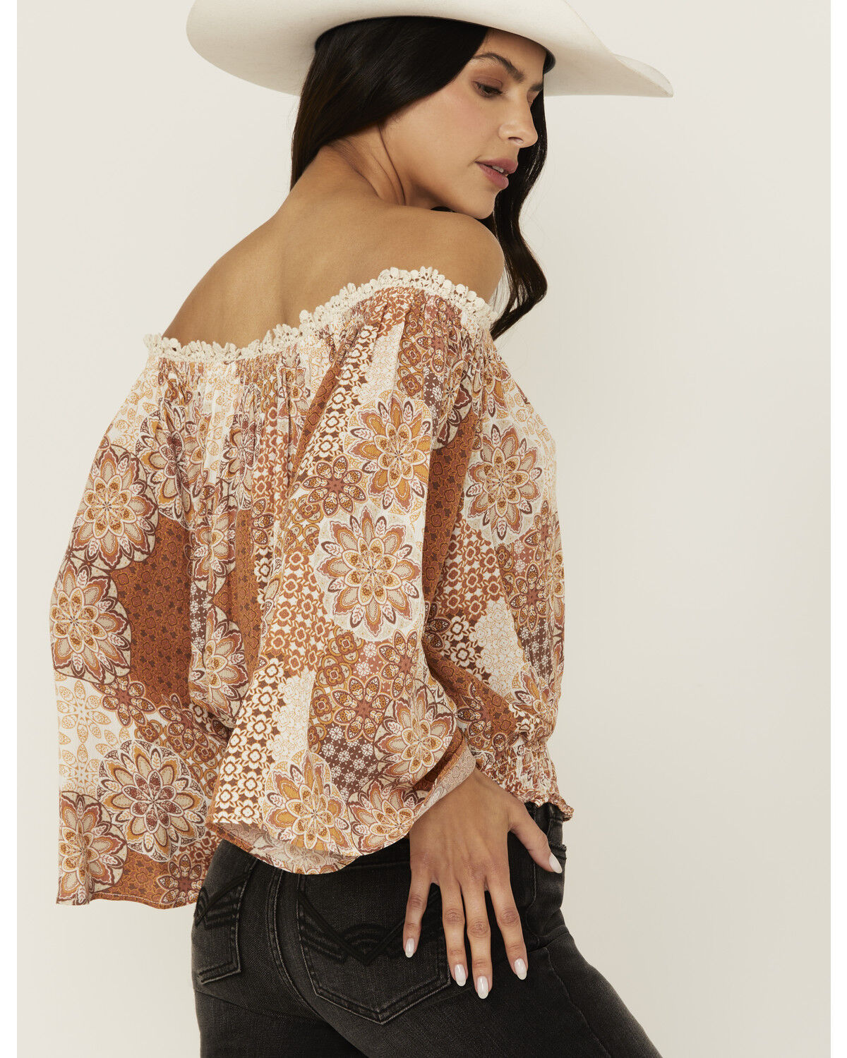 Image #4 - Wild Moss Women's Off The Shoulder Peasant Top, Multi, hi-res