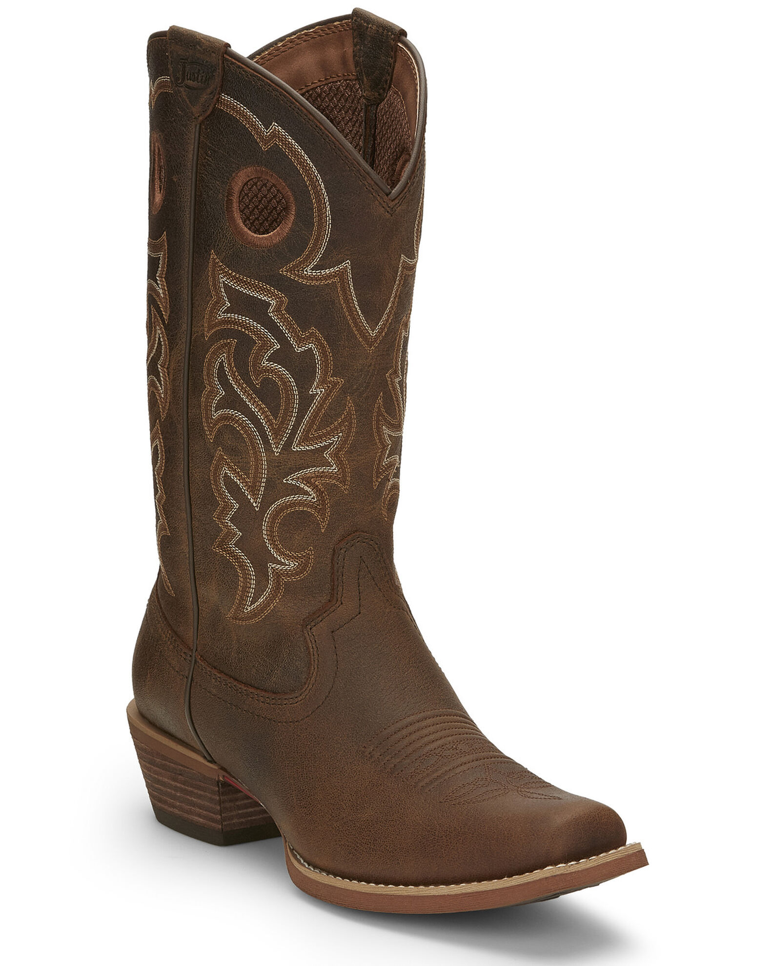 Image #1 - Justin Men's Puncher Brown Western Boots - Broad Square Toe, , hi-res