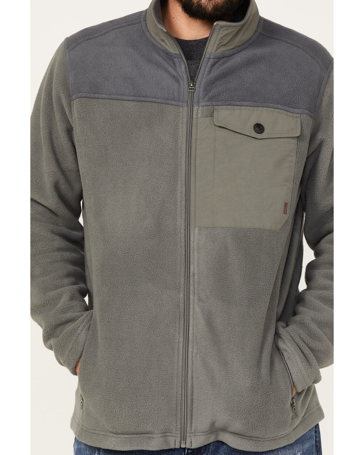 Image #3 - Brothers and Sons Men's Color Block Polar Fleece Jacket, Steel, hi-res