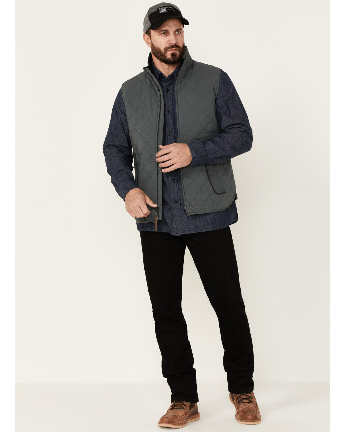 Image #2 - Dakota Grizzly Men's Slate Nolan Zip-Front Quilted Vest, Grey, hi-res