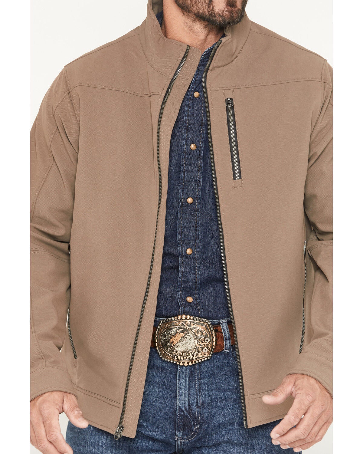 Image #3 - Cinch Men's Bonded Concealed Carry Softshell Jacket, Brown, hi-res