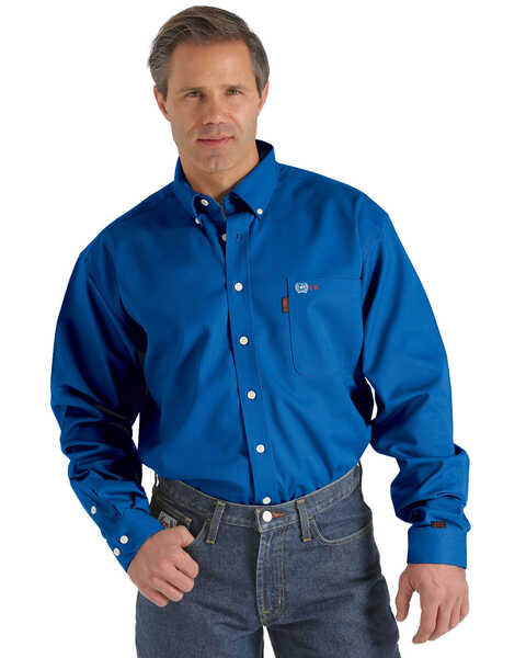 Image #1 - Cinch Men's WRX FR Long Sleeve Button Down Woek Shirt, Royal, hi-res