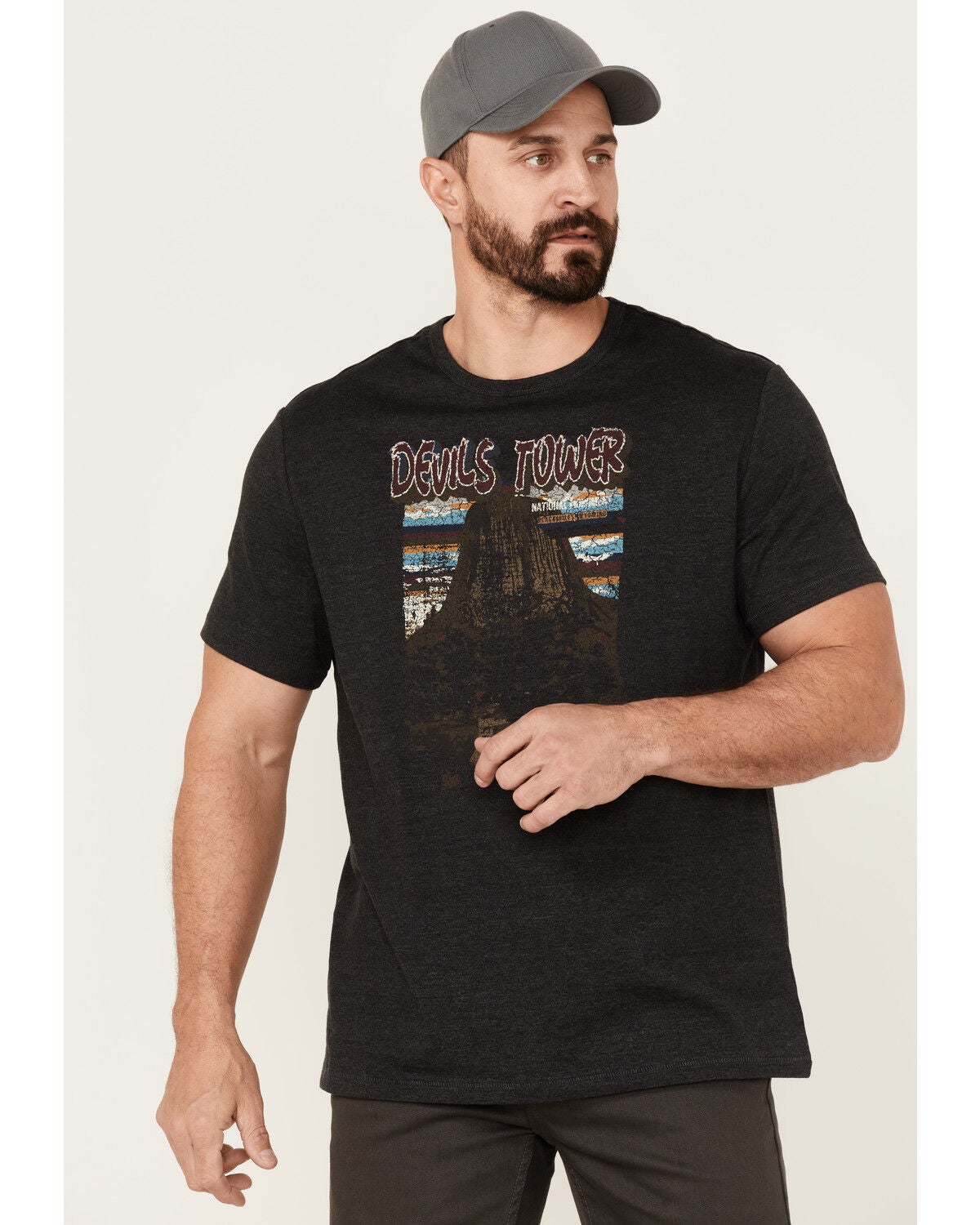 Brothers and Sons Men's Devils Tower National Monument Graphic Short Sleeve T-Shirt, Black, hi-res