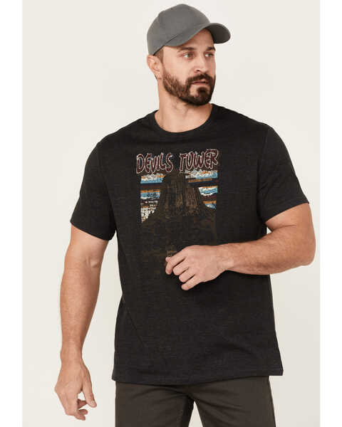 Brothers & Sons Men's Devils Tower National Monument Graphic Short Sleeve T-Shirt , Black, hi-res