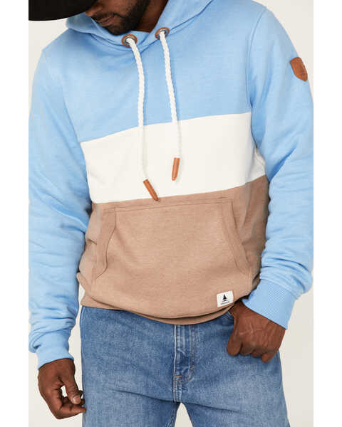 Wanakome Men's Rivera Colorblock Pullover Hooded Sweatshirt , Cream/brown, hi-res