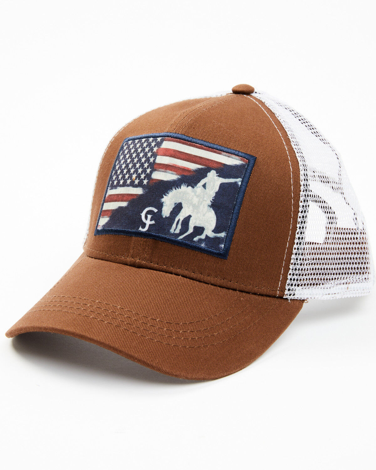 Image #1 - Cody James Men's Patriotic Bucking Bronco Ball Cap, Brown, hi-res