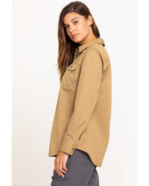 Image #3 - Ariat Women's FR Featherlight Long Sleeve Work Shirt , Beige/khaki, hi-res