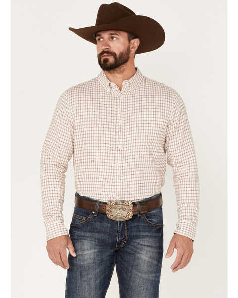 Cody James Men's Getaway Check Button Down Western Shirt , White, hi-res