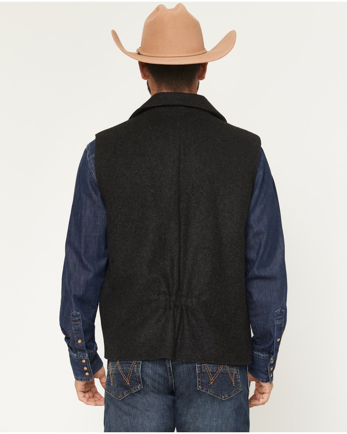 Image #4 - Panhandle Slim Men's Montana Wool Button-Down Vest, Black, hi-res