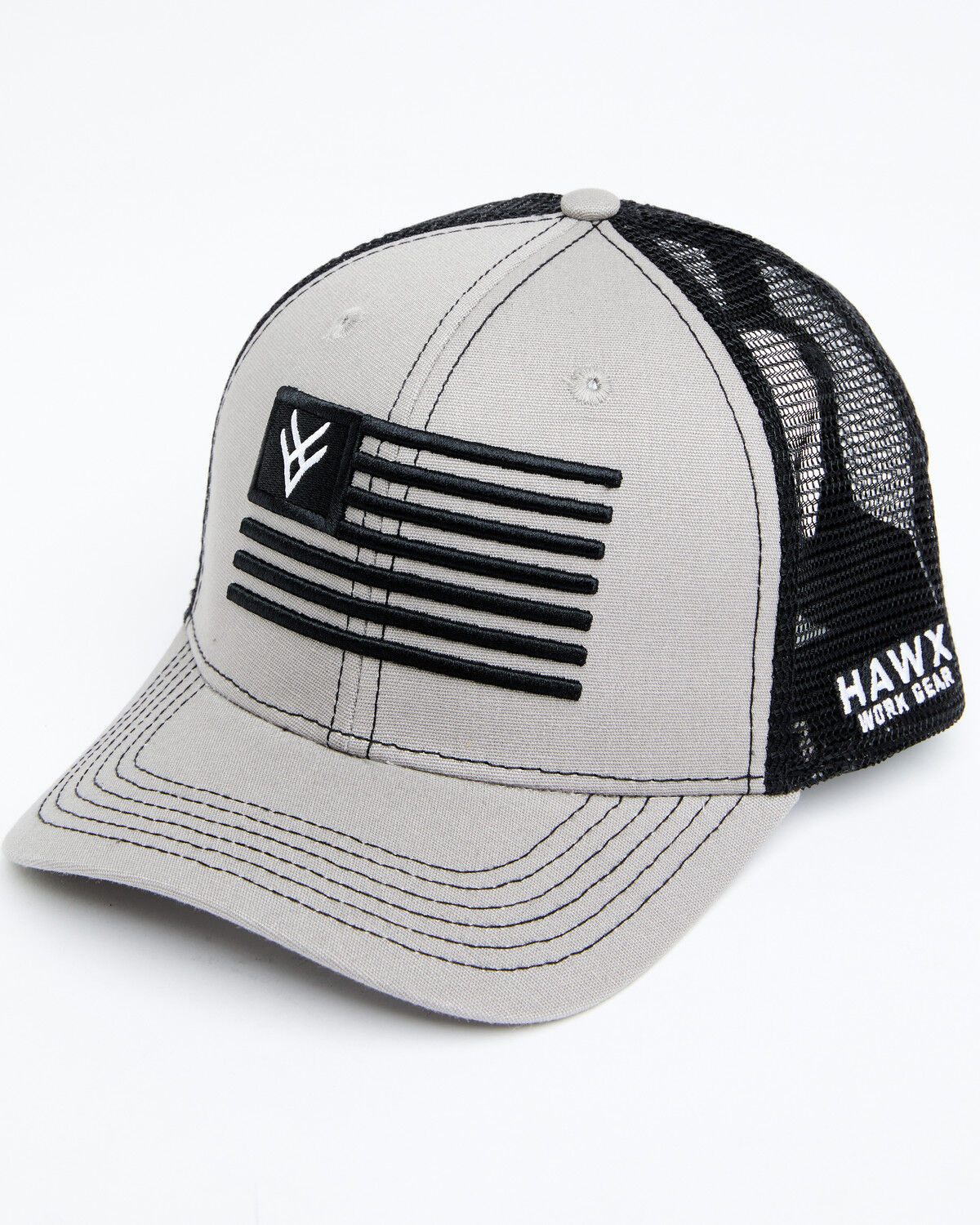 Image #1 - Hawx Men's Logo American Flag Ball Cap, Grey, hi-res