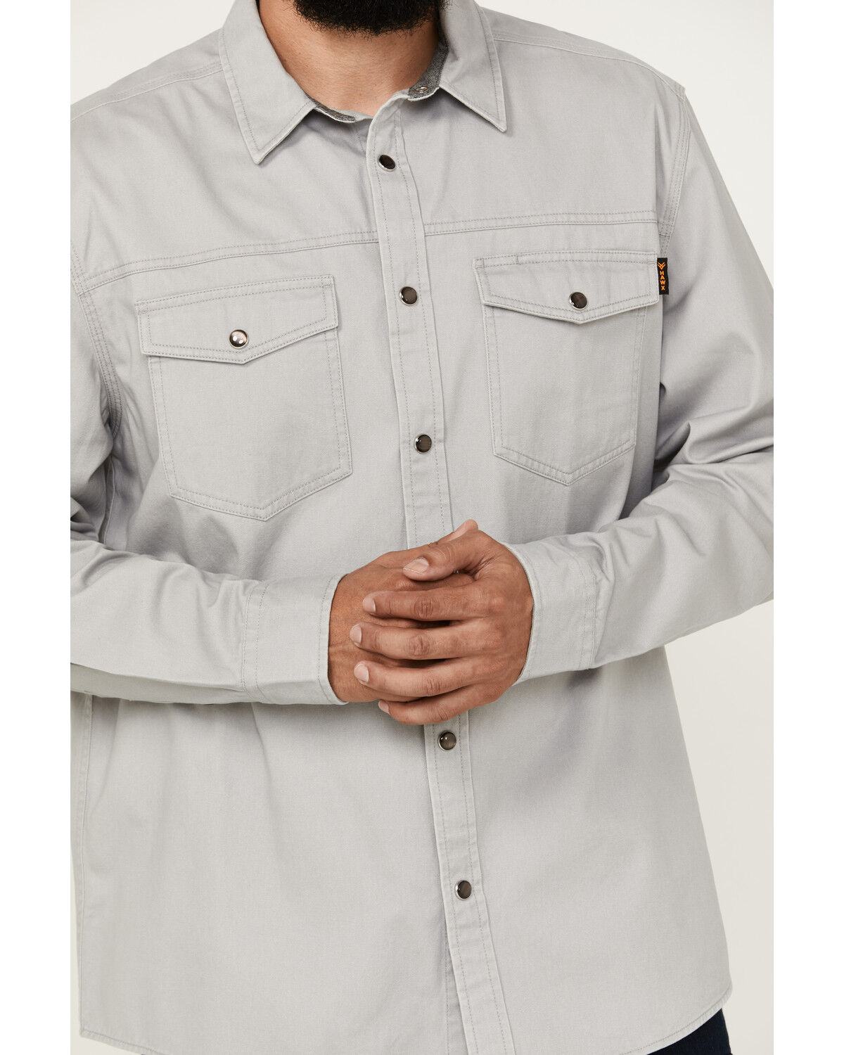 Image #3 - Hawx Men's All Out Woven Solid Long Sleeve Snap Work Shirt - Big, Grey, hi-res