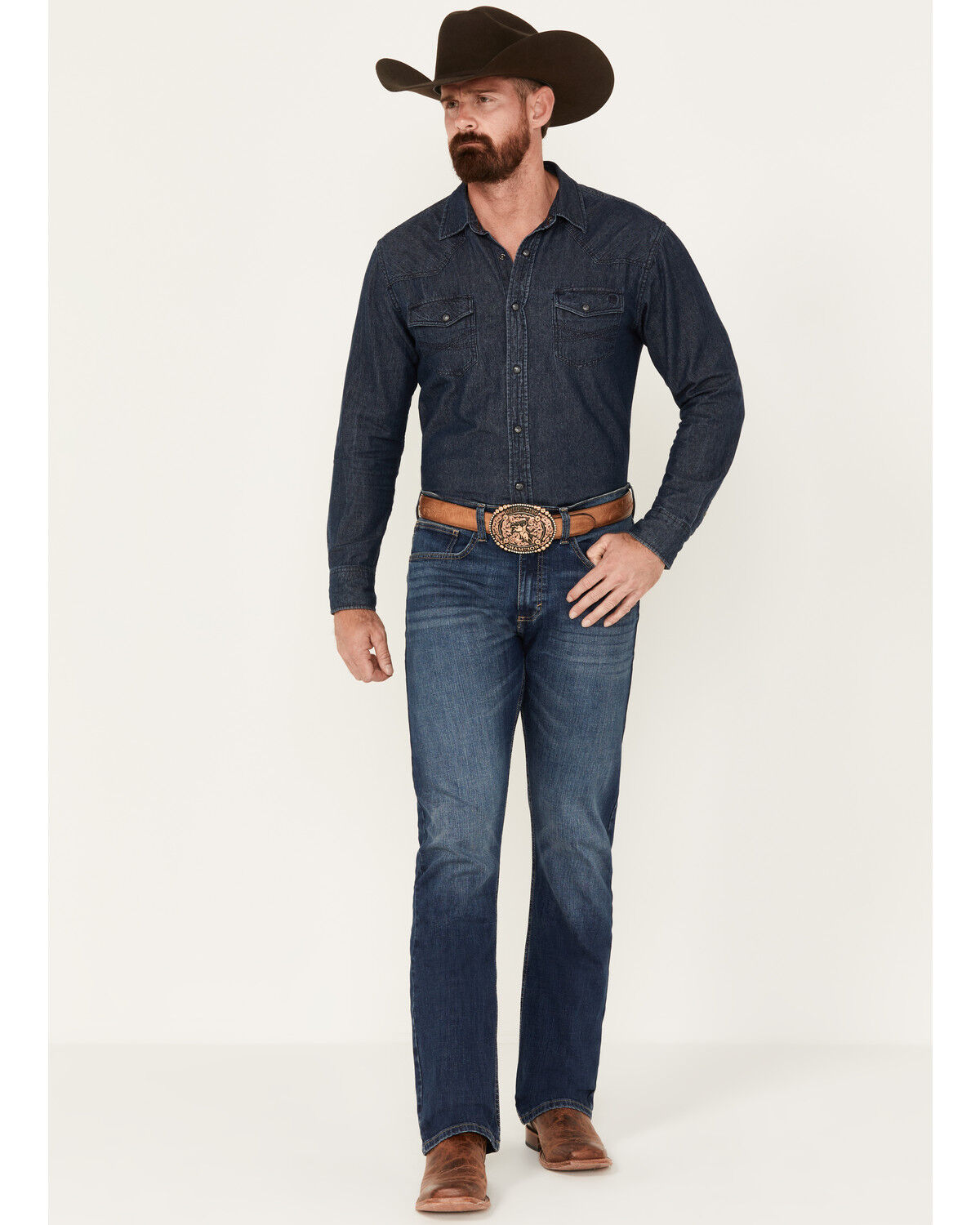 Image #1 - Wrangler 20X Men's Range Dark Wash Bootcut Stretch Jeans - Long, , hi-res
