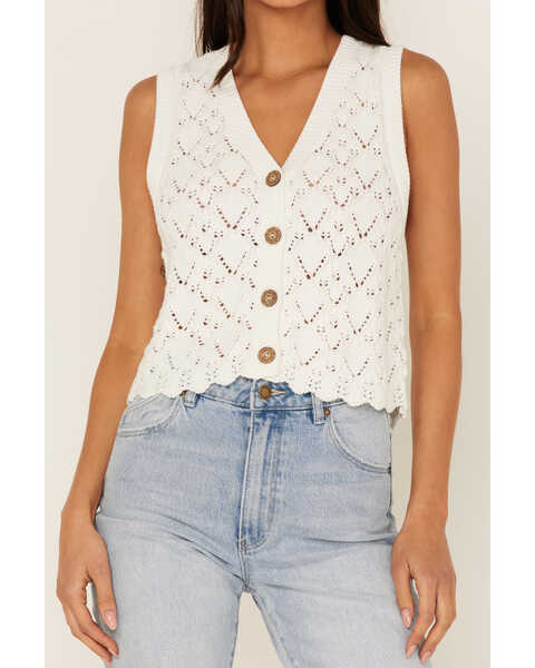 Image #3 - Cleo + Wolf Women's Cropped Sweater Knit Vest, Ivory, hi-res