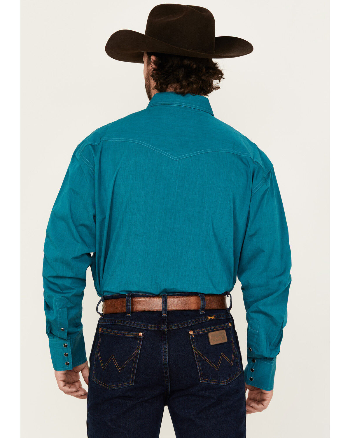 Image #4 - Roper Men's Amarillo Solid Long Sleeve Snap Western Shirt, Turquoise, hi-res